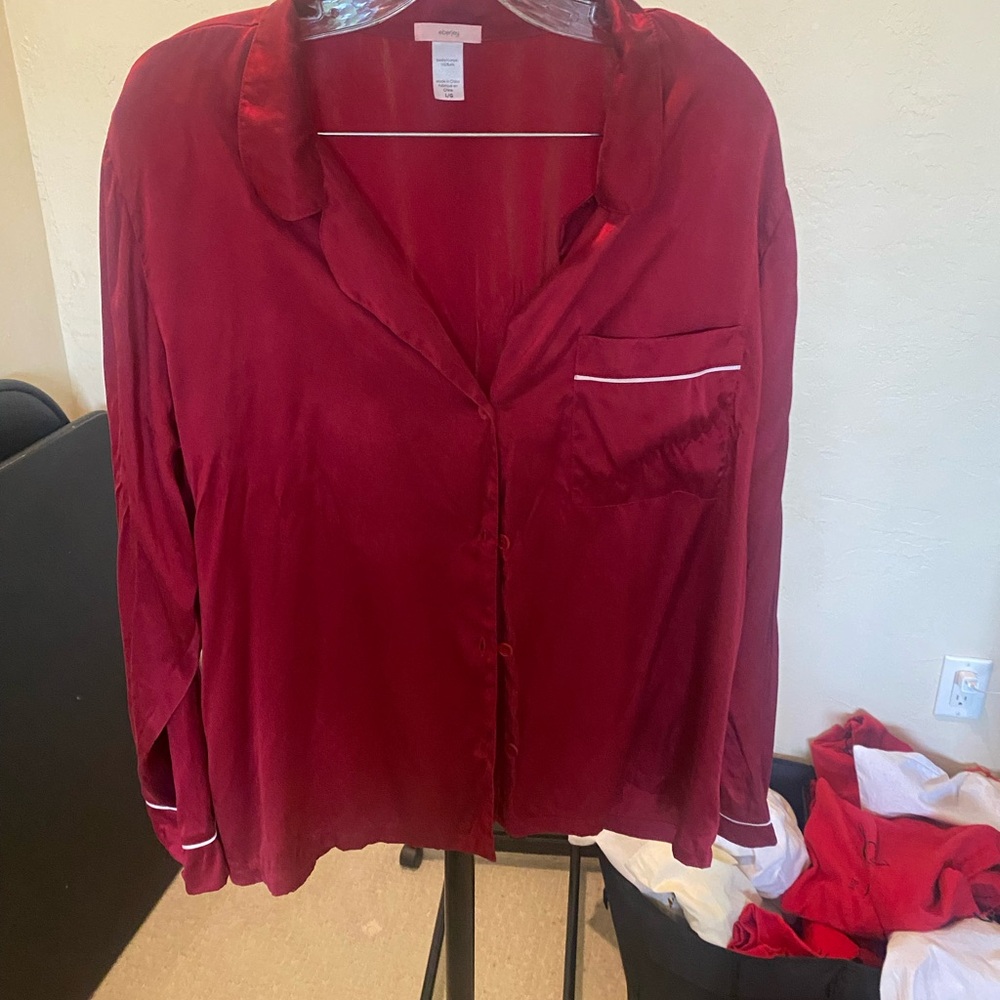 Eberjey Red Silk Garment Giselle PJ set